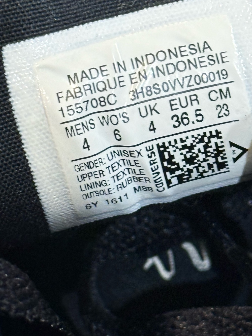 CONVERSE Chuck Taylor All Star black high top gum bottom sneakers. Sz M4/W6 - Picture 8 of 8